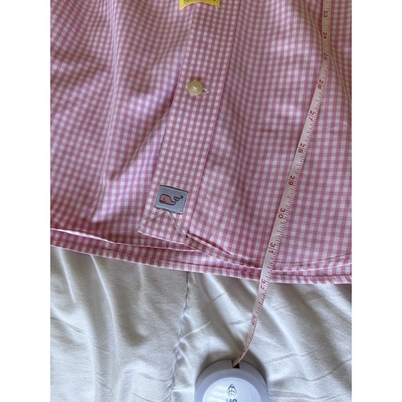 Vineyard Vines Whale Shirt Mens Medium Pink  Gingham Check Button Down Shirt EUC - Picture 11 of 12